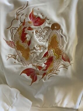 Niepce Golden Red Embroidered Koi Fish Sweatshirt